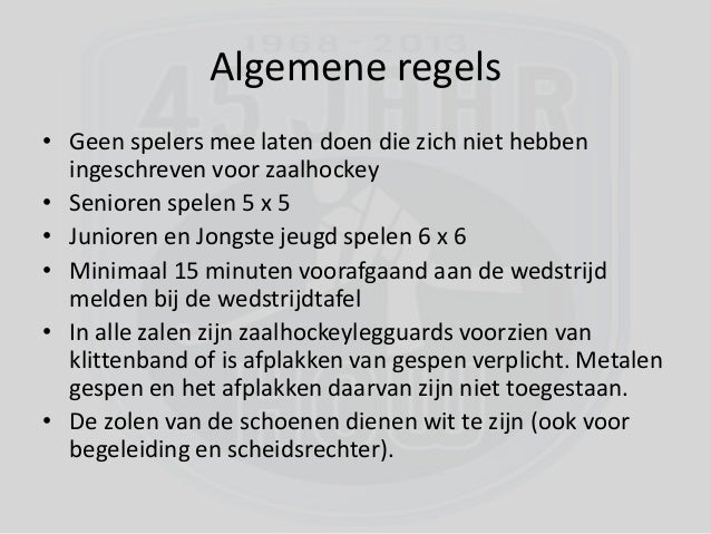 zaalhockey regels